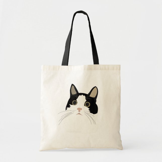 Bolsa Tote Gatinho de Gato Branco e Preto (Frente)