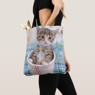 Bolsa Tote Gatinho de Munchkin com fita bonito