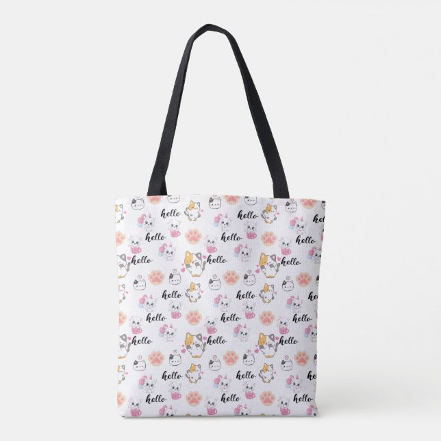 Bolsa Tote gatinho de olá fofo (Verso)