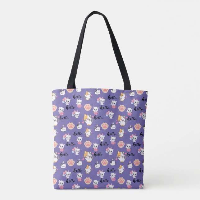 Bolsa Tote gatinho de olá fofo (Verso)