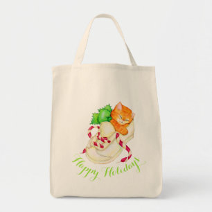 Bolsa Tote gatinho dormindo gatinho feliz Saco de Natal