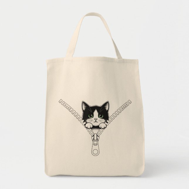 Bolsa Tote Gatinho Engraçado Espiando  (Frente)