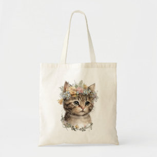 Bolsa Tote Gatinho Floral De Caquinha