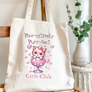 Bolsa Tote Gatinho Fofo em Copo de Bolha