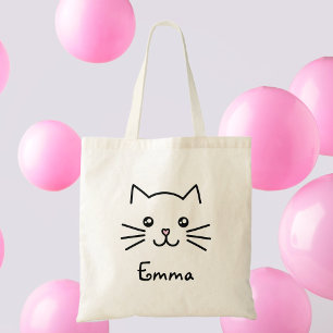 Bolsa Tote Gatinho Kawaii Bonito Rosto De Gatinho Com Nariz D