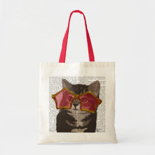 Bolsa Tote Gatinho nos óculos de sol das estrelas