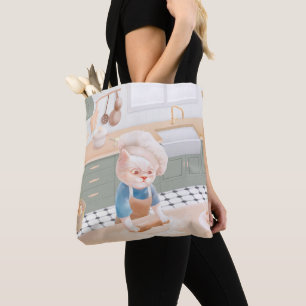 Bolsa Tote Gatinho Padeiro: Arte de Amassar Manhã Aconchegant