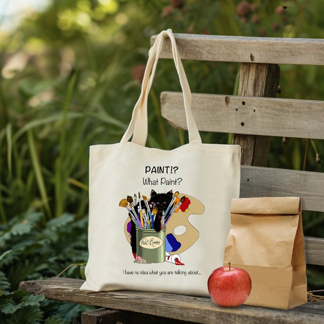 Bolsa Tote Gatinho Preto Pincel Jar Artista Gato Rosa (Criador carregado)