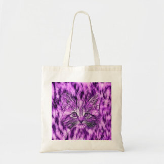 Bolsa Tote Gatinho roxo bonito e adorável