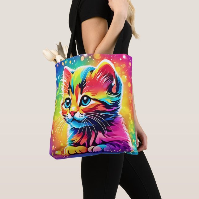 Bolsa Tote Gatinho Sonho Arco-íris (Close Up)