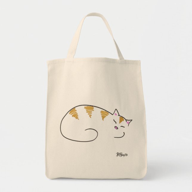 Bolsa Tote Gatinho sonolento listrado (Frente)