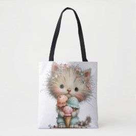 BOLSA TOTE GATINHO TEMÁTICO DE VERÃO ADORÁVEL E EXCÊNTRICO
