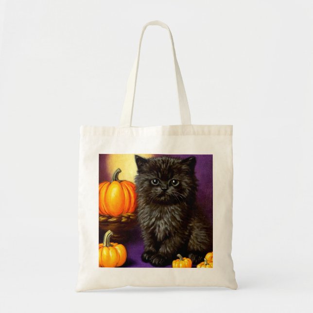 Bolsa Tote Gatinho Vintage de Halloween (Frente)