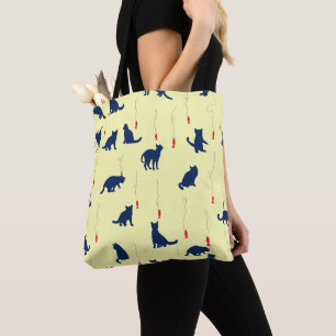 Bolsa Tote Gatinhos brancos e peixes vermelhos