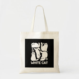 Bolsa Tote Gatinhos Brancos Silhuettes - Design de Felinos Co