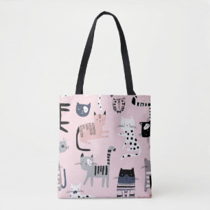 Bolsa Tote Gatinhos Coloridos: Pintura Pink Infantil