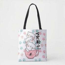 Bolsa Tote Gatinhos de Gatinho giro no Monograma de Taça Rosa