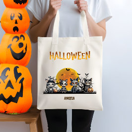 Bolsa Tote Gatinhos Fantasmas Negros de Halloween Trick ou Tr