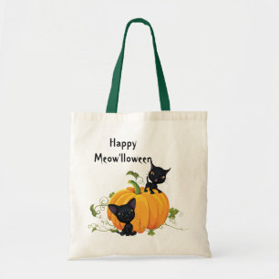 Bolsa Tote Gatinhos Negros Abóbora Bag Halloween