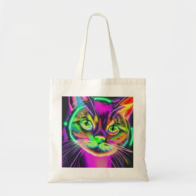 Bolsa Tote Gatinhos neon (Frente)