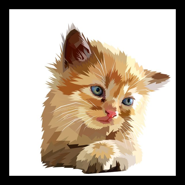 Bolsa Tote Gato (Digital artwork of a kitten with light orange fur and piercing blue eyes.)