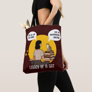 Bolsa Tote Gato Amante de Livros Humor Intelectual Citação Ar