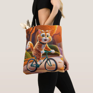 Bolsa Tote Gato andando de bicicleta