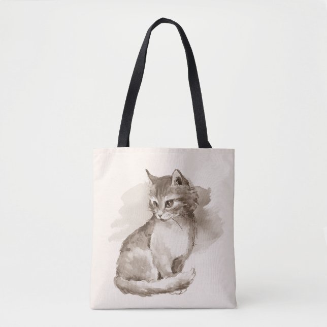 Bolsa Tote Gato. Aquarela (Frente)