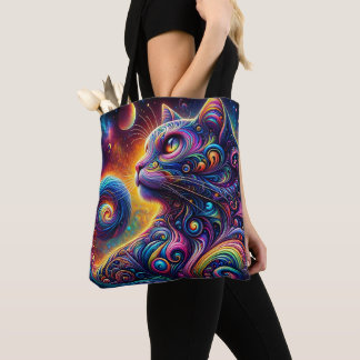 Bolsa Tote Gato Arco-Íris de Galáxia Espiral
