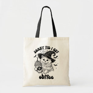 Bolsa Tote Gato Assustador Café Bonito Saco de Tota do Dia da