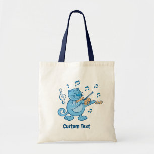 Bolsa Tote Gato Azul com Violino Tote Bag
