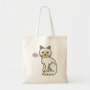 Bolsa Tote Gato Birman / Ragdoll de Pontas Creme Amor