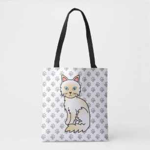 Bolsa Tote Gato Birman / Ragdoll fofo de Pontos Creme & Patin