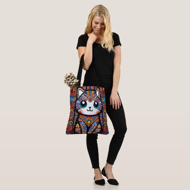 Bolsa Tote Gato Bonito com Charme de Padrão Tradicional (No(a) Modelo)