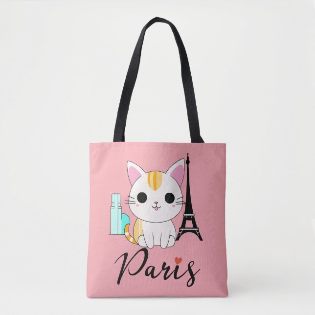 Bolsa Tote Gato bonito de Paris (Frente)