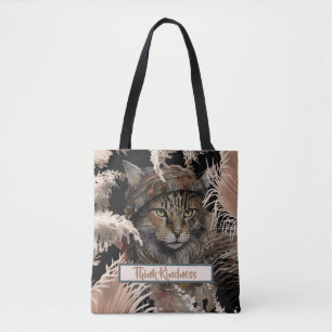 Bolsa Tote Gato Bonito Elegante Bho Pense gentileza