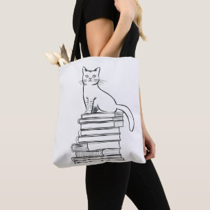 Bolsa Tote Gato Bonito em Livros