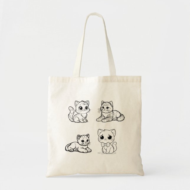 Bolsa Tote Gato bonito, gatinho, animal de estimação (Frente)
