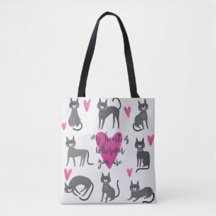 Bolsa Tote Gato bonito: ilustração com cartazes de amor.