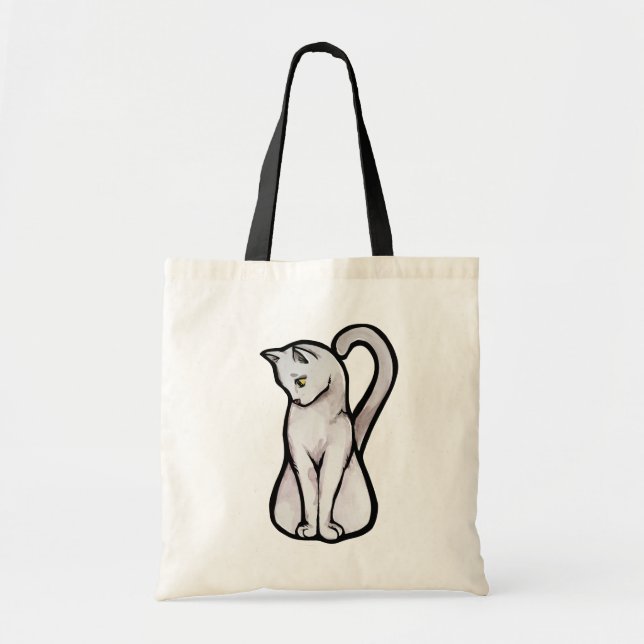 Bolsa Tote Gato Branco Bonito (Frente)