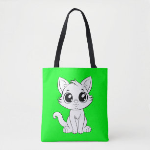Bolsa Tote Gato Branco Bonito Adorável