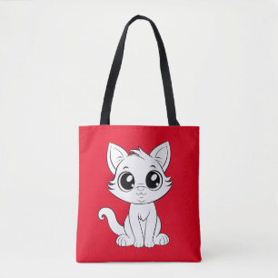 Bolsa Tote Gato Branco Bonito Adorável