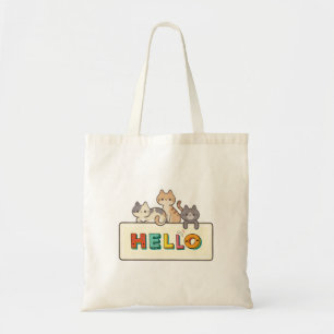 Bolsa Tote gato, caixa de texto, rabisco
