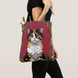 Bolsa Tote Gato Calico de Maryland e Flores de Susan de Olhos
