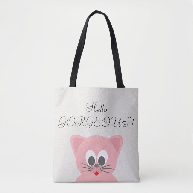 Bolsa Tote Gato Caprichoso e Fantástico Brilhante-Olá Magnífi (Frente)