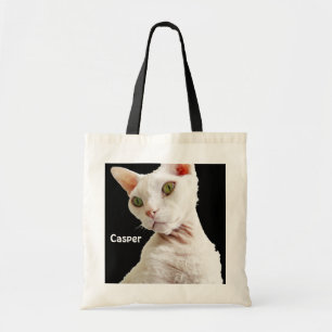 Bolsa Tote Gato Casper de Devon Rex do branco do saco  