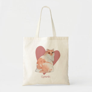 Bolsa Tote Gato Címico Coração Cor de Água Gatinho Rosa