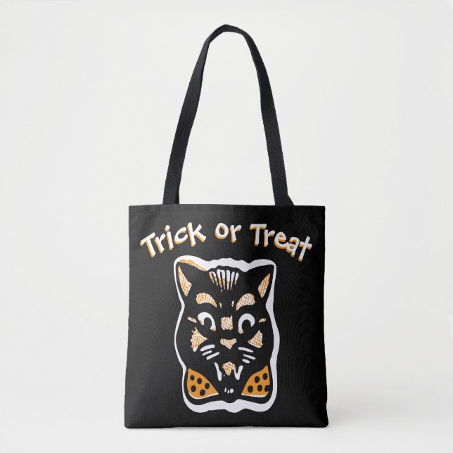 Bolsa Tote Gato Clássico de Halloween | Truque Escuro ou Trat (Frente)