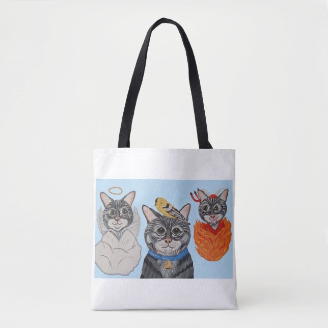 Bolsa Tote Gato com anjo e demônio (Frente)