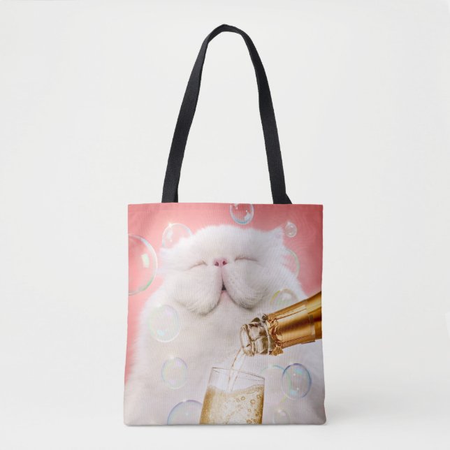 Bolsa Tote Gato Com Champanhe (Frente)